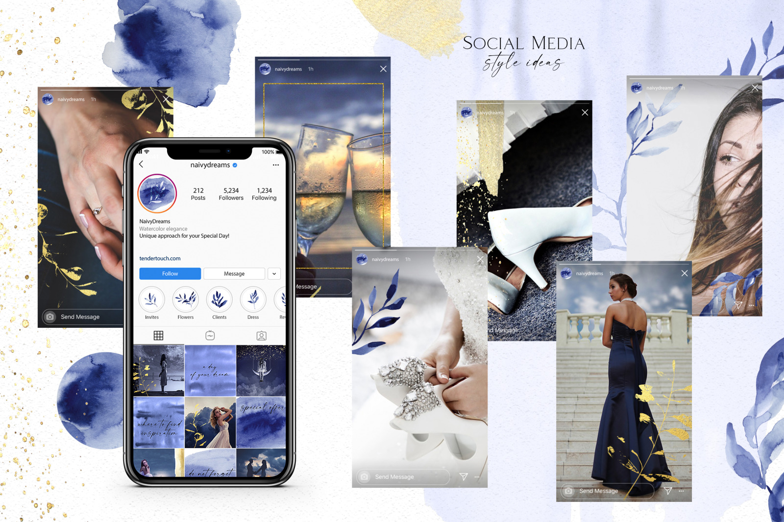 Navy blue watercolor graphics for wedding invitations, wedding templates, social media, instagram, W Navy blue watercolor graphics for wedding invitations, wedding templates, social media, instagram, W