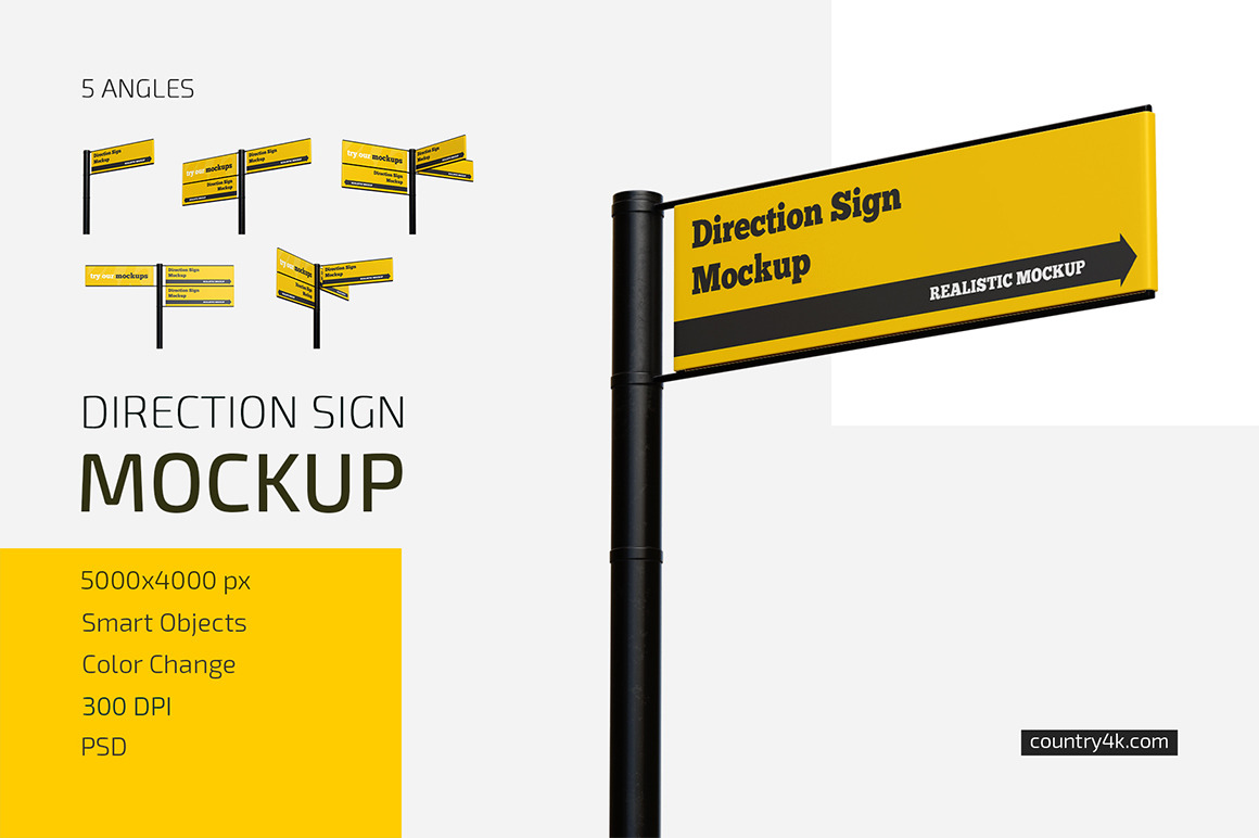 Direction Sign Mockup Set Direction Sign Mockup Set