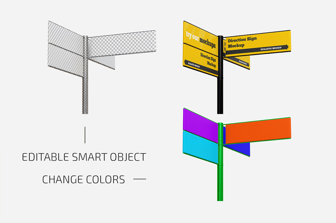 Direction Sign Mockup Set Direction Sign Mockup Set