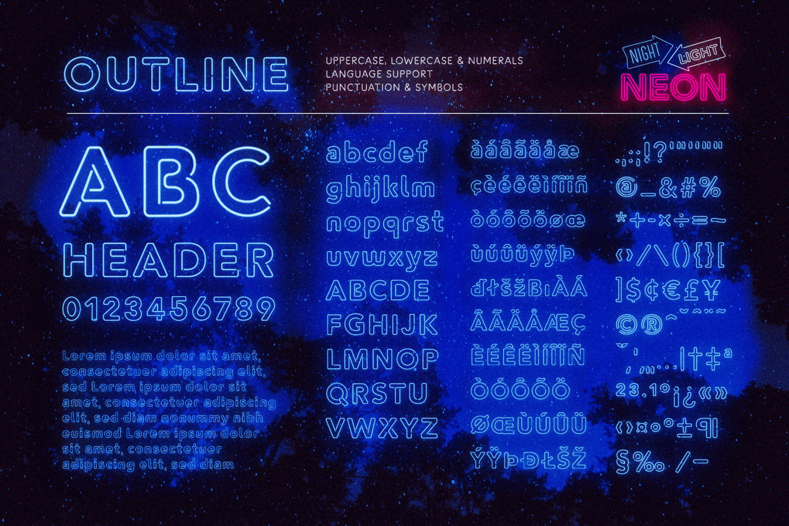 Night Light: The Complete Neon Font Collection