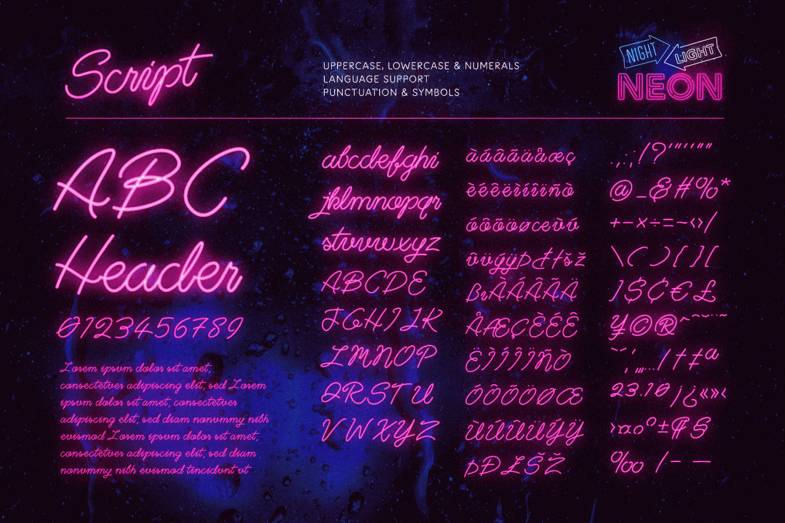 Night Light: The Complete Neon Font Collection