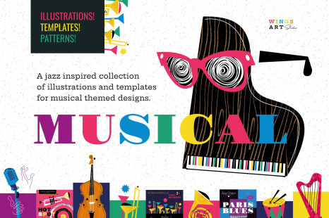 Musical : Jazz Inspired Instrument Illustration Collection - Instruments