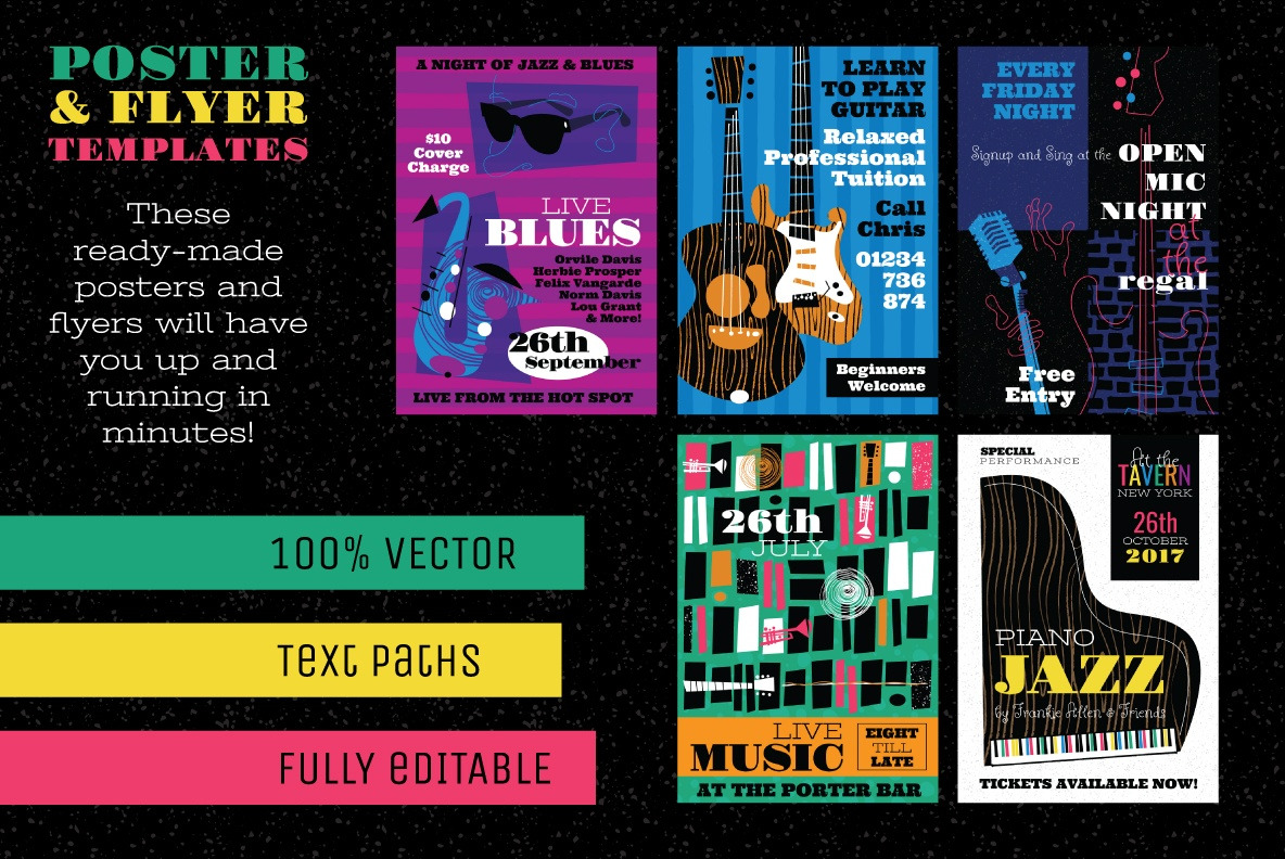 Musical : Jazz Inspired Instrument Illustration Collection