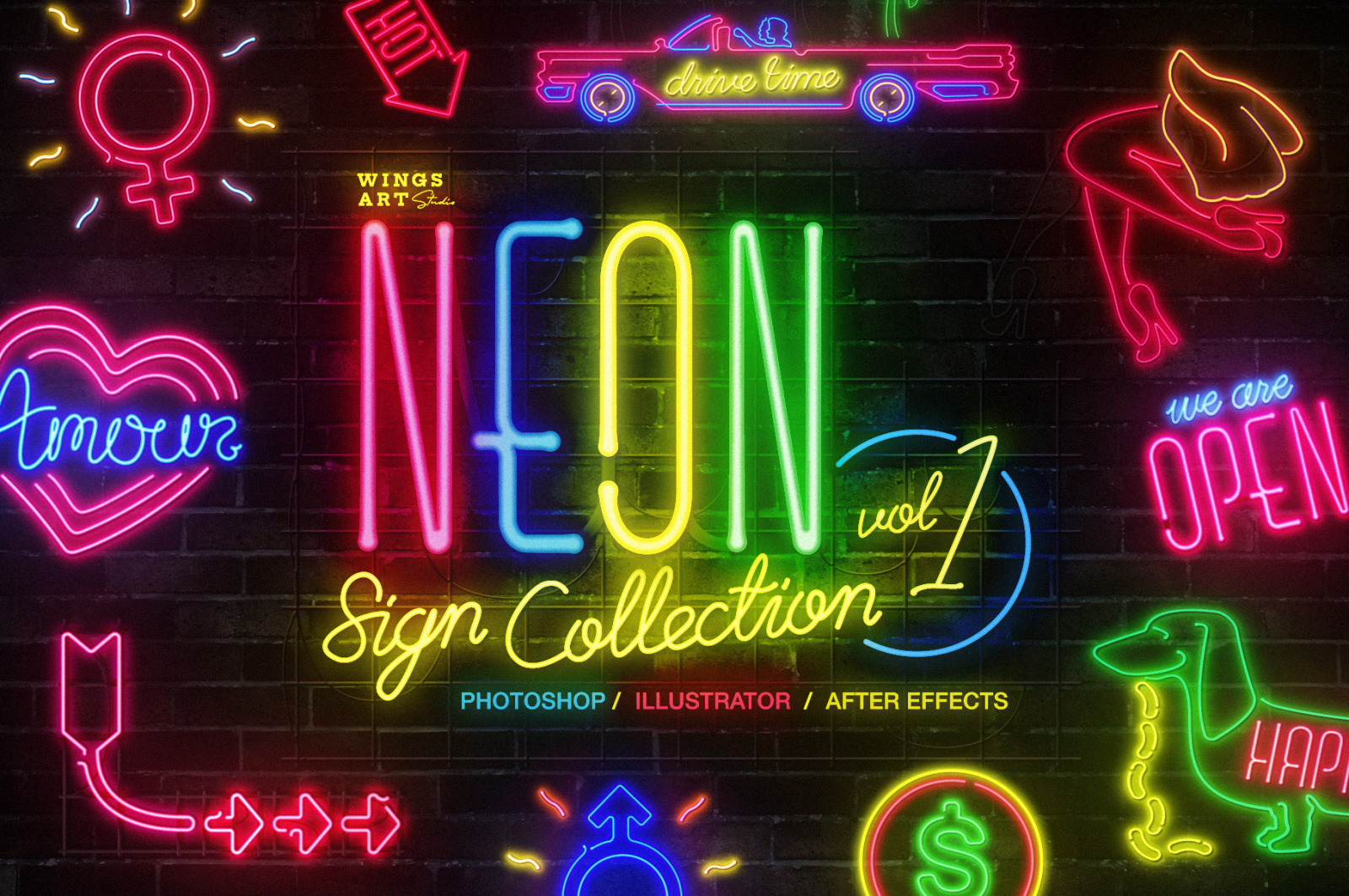 Retro Neon Sign Collection: Volume One