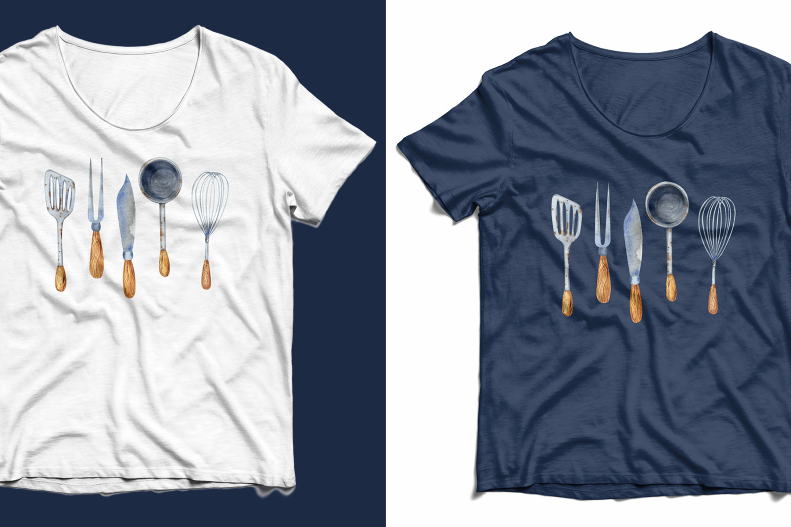 Watercolor ANTIQUE KITCHEN UTENSILS Watercolor ANTIQUE KITCHEN UTENSILS