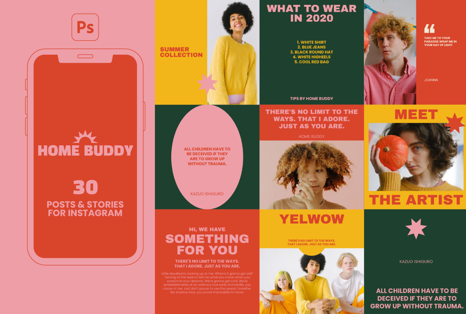 HOMEBUDDY Colorful Instagram Templates - Posts &amp; Stories