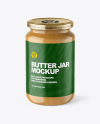 Clear Glass Jar with Peanut Butter Mockup