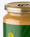 Clear Glass Jar with Peanut Butter Mockup