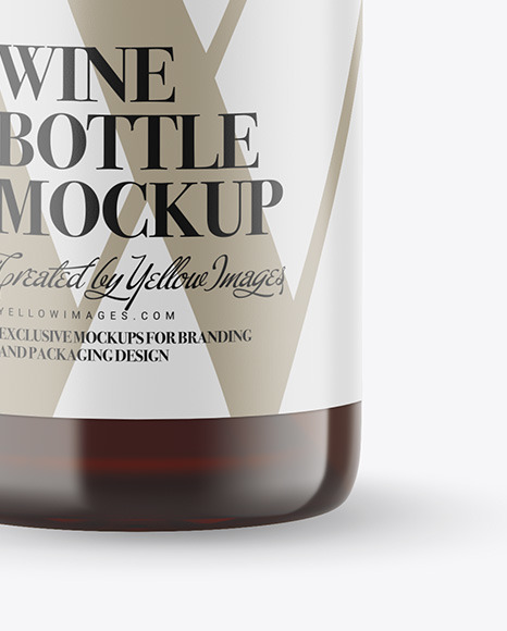 Amber Glass White Wine Bottle Mockup