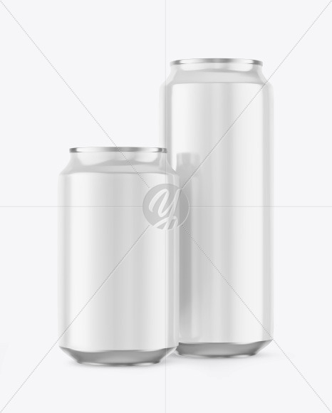 Two Glossy Drink Cans Mockup