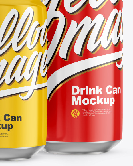 Two Glossy Drink Cans Mockup