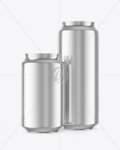 Two Metallic Drink Cans Mockup