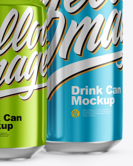 Two Metallic Drink Cans Mockup