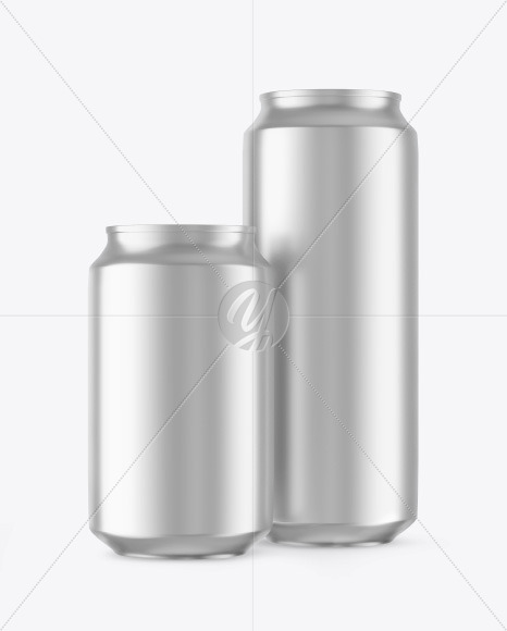 Two Matte Metallic Drink Cans Mockup