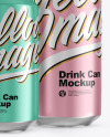 Two Matte Metallic Drink Cans Mockup