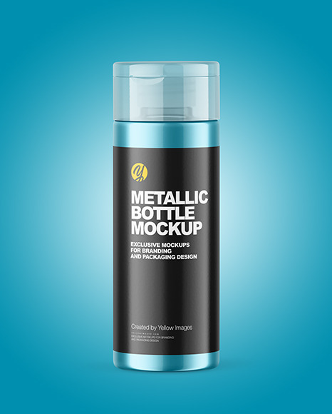 Glossy Metallic Bottle Mockup