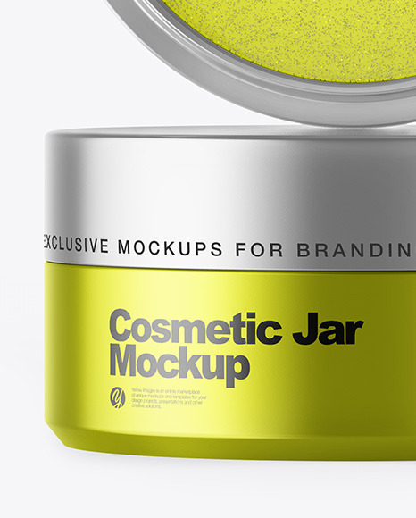 Metallic Cosmetic Jar with Patches Mockup