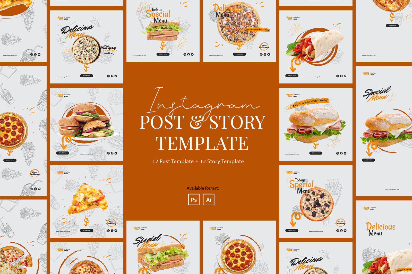 Fast Food Instagram Post and Story Template