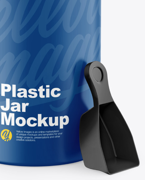 Matte Plastic Jar w/ Spoon Mockup