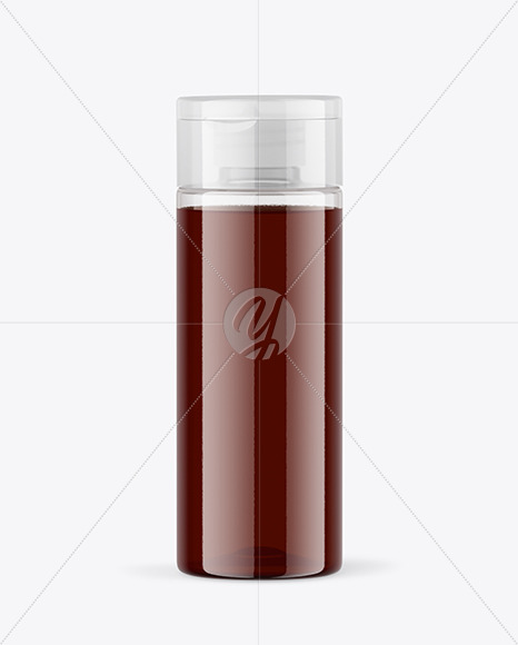 Clear Plastic Bottle with Apple Syrup Mockup