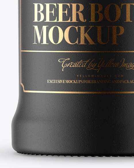 Black Ceramic Beer Bottle Mockup