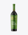 Green Glass Bottle With Red Wine Mockup