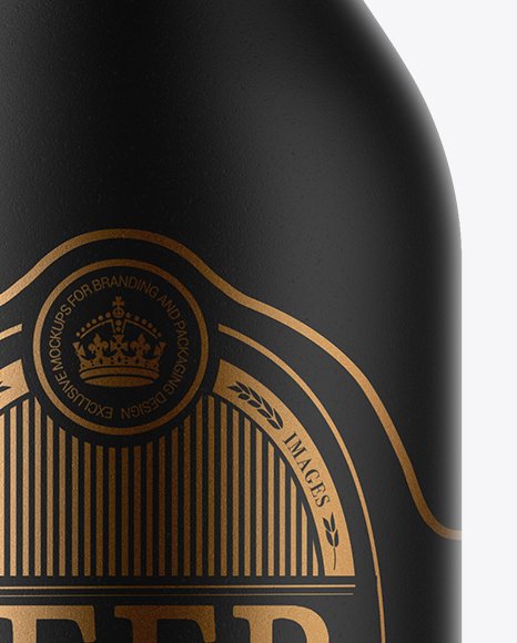 Black Ceramic Beer Bottle Mockup