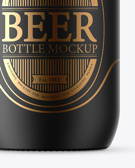 Black Ceramic Beer Bottle Mockup