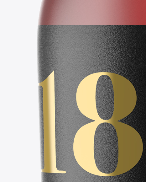 Red Frosted Glass Bottle With Wine Mockup