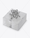 Textured Paper Gift Box with Metallic Bow Mockup