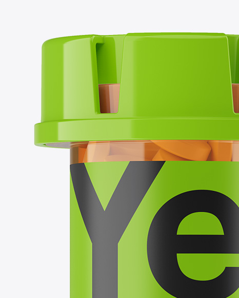 Plastic Orange Bottle With Pills Mockup