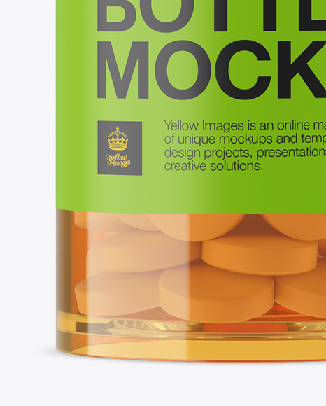 Plastic Orange Bottle With Pills Mockup