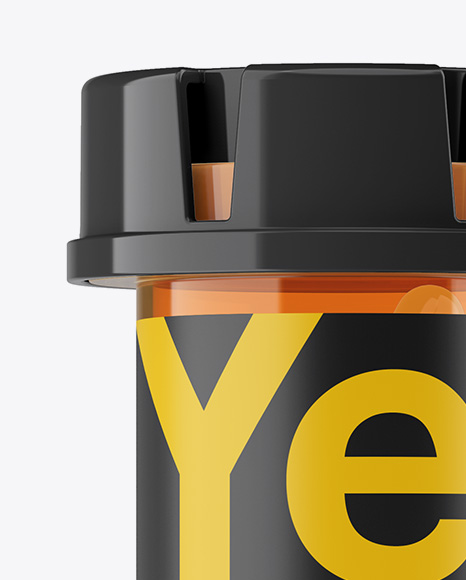 Plastic Orange Bottle With Capsules Mockup Plastic Orange Bottle With Capsules Mockup