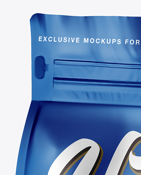 Matte Metallic Stand-up Bag Mockup - Halfside View