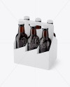 White Paper 6 Pack Amber Bottle Carrier Mockup - Half Side View (High-Angle Shot)