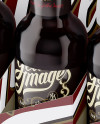 White Paper 6 Pack Amber Bottle Carrier Mockup - Half Side View (High-Angle Shot)