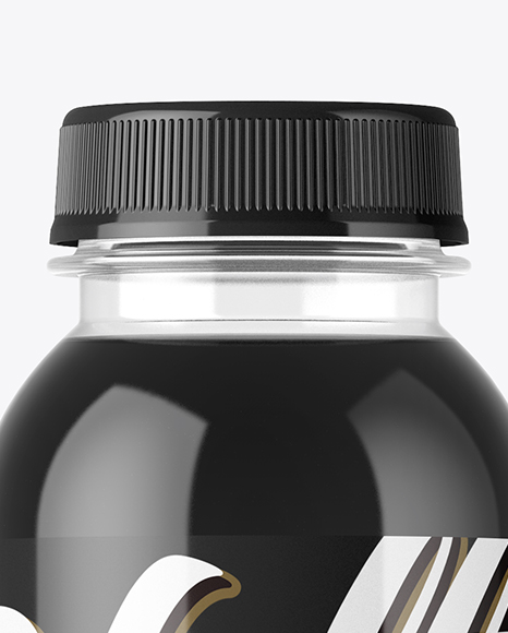 Clear PET Bottle With Black Water Mockup