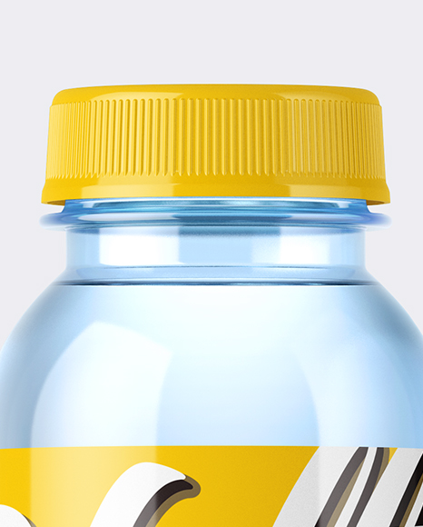 Blue PET Bottle With Water Mockup