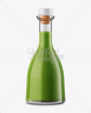 Clear Glass Bottle With Green Juice Mockup