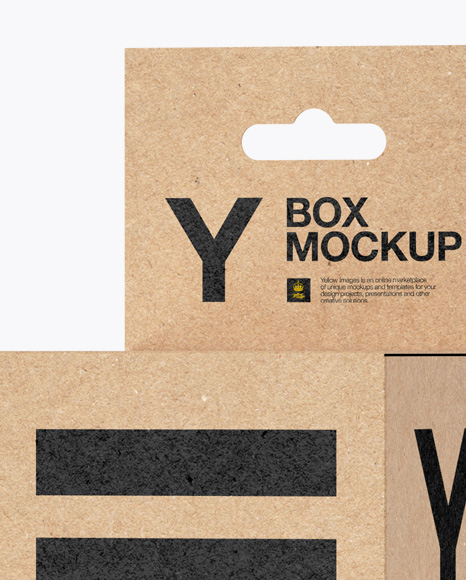 Kraft Paper Box with Hang Tab Mockup - Halfside View - Free Download