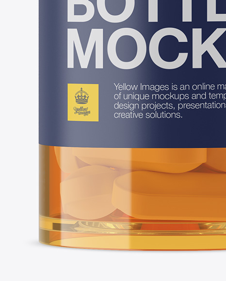 Plastic Orange Bottle With Pills Mockup