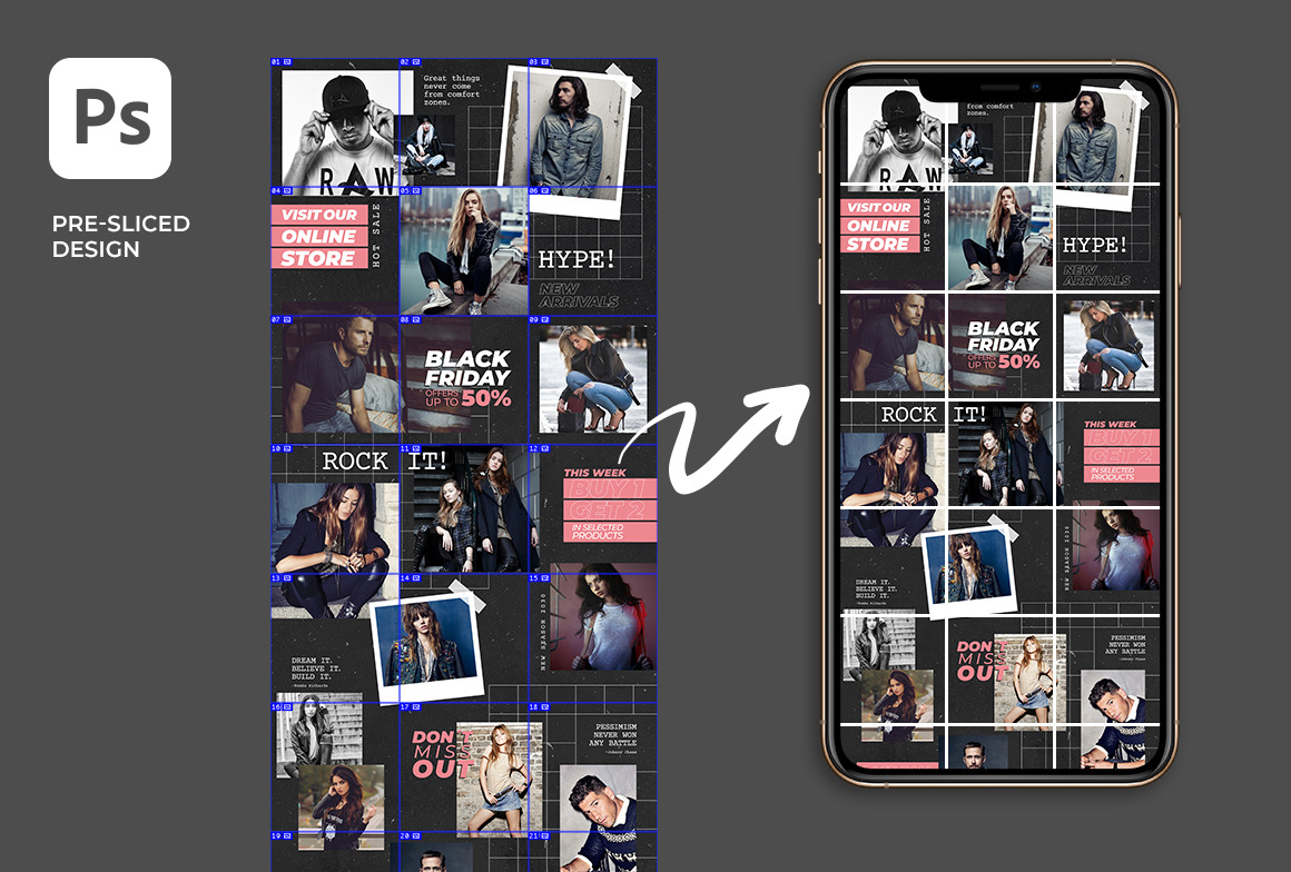 Grid - Social Media Instagram Puzzle Feed Grid - Social Media Instagram Puzzle Feed