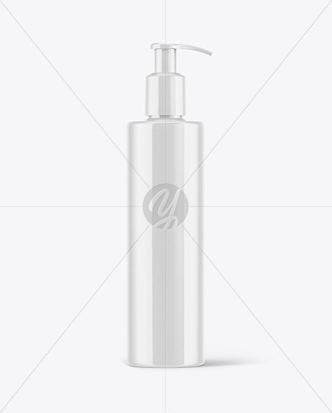 Glossy Cosmetic Bottle with Pump Mockup