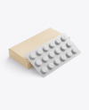 Kraft Paper Box with Pills Blister Mockup