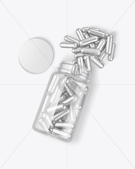 Clear Metallized Pills Bottle Mockup