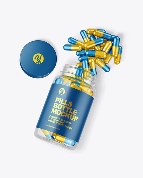 Clear Metallized Pills Bottle Mockup