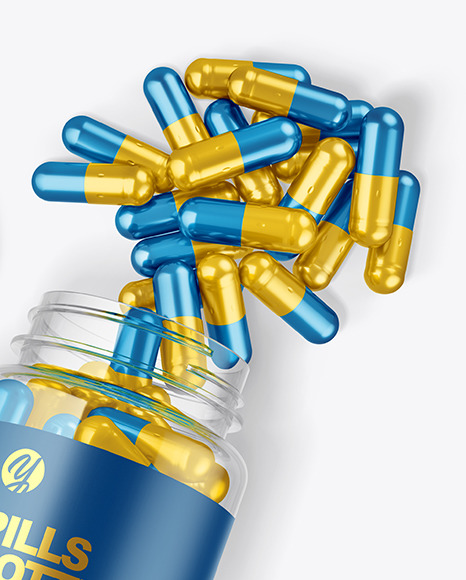 Clear Metallized Pills Bottle Mockup