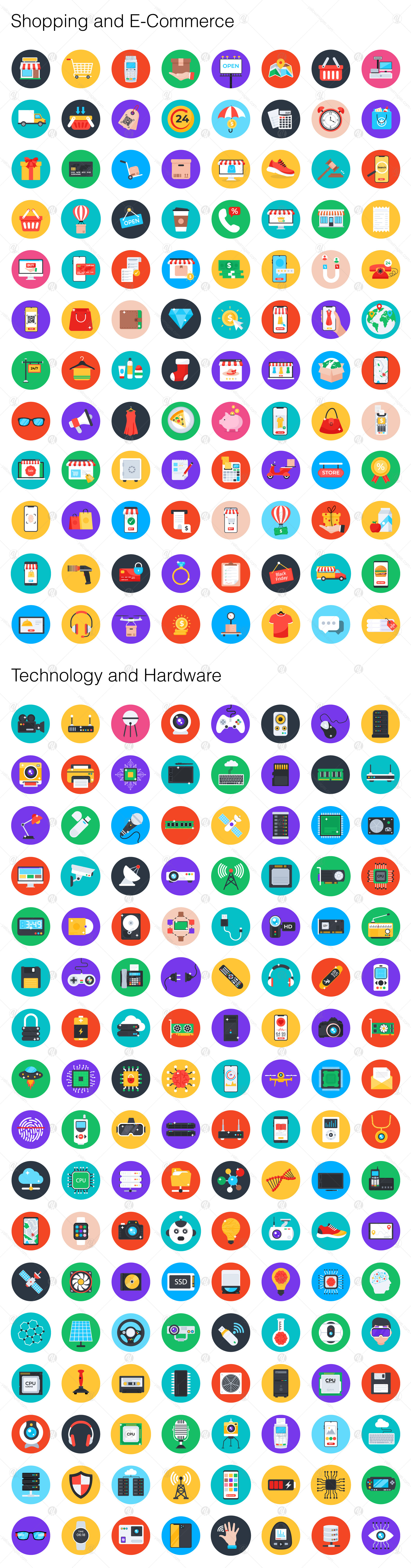 1400+ Flat Circular Icons Set 1400+ Flat Circular Icons Set