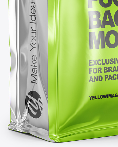 Metallic Food Bag Mockup - Half Side View