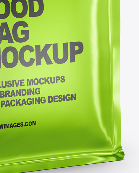 Metallic Food Bag Mockup - Half Side View